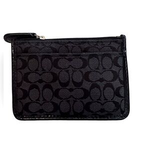 Coach Black Signature Zip Card Holder
